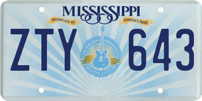 MS license plate ZTY643