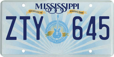 MS license plate ZTY645