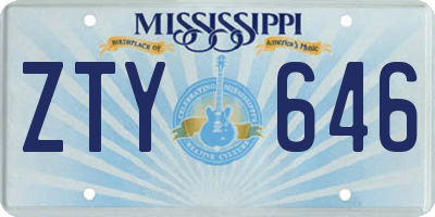 MS license plate ZTY646
