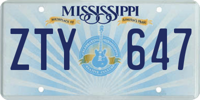 MS license plate ZTY647