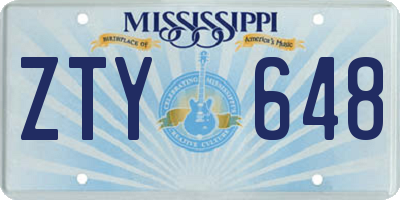 MS license plate ZTY648