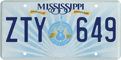 MS license plate ZTY649
