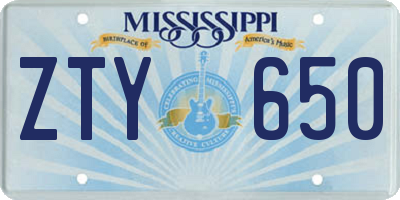 MS license plate ZTY650