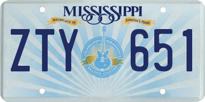 MS license plate ZTY651