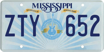 MS license plate ZTY652