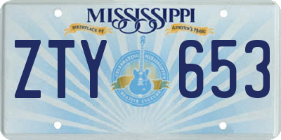 MS license plate ZTY653
