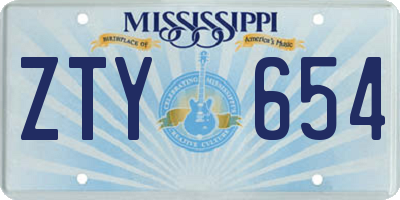 MS license plate ZTY654