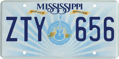 MS license plate ZTY656