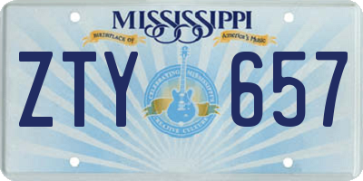 MS license plate ZTY657