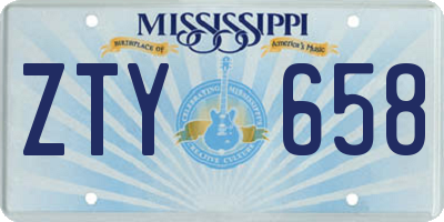MS license plate ZTY658
