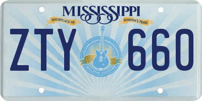 MS license plate ZTY660