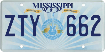 MS license plate ZTY662