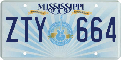 MS license plate ZTY664