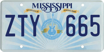 MS license plate ZTY665