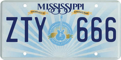 MS license plate ZTY666