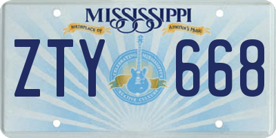 MS license plate ZTY668