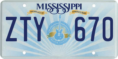 MS license plate ZTY670