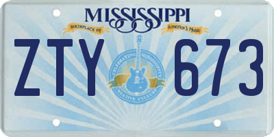 MS license plate ZTY673