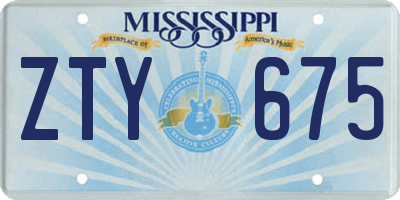 MS license plate ZTY675