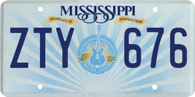MS license plate ZTY676