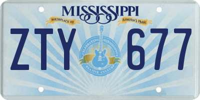 MS license plate ZTY677