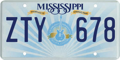 MS license plate ZTY678