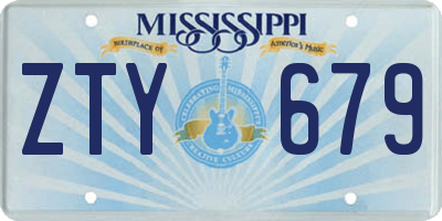 MS license plate ZTY679