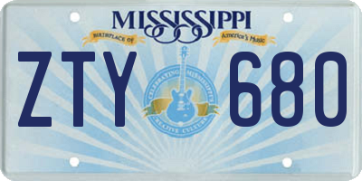 MS license plate ZTY680