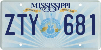 MS license plate ZTY681