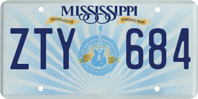 MS license plate ZTY684
