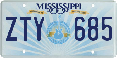 MS license plate ZTY685