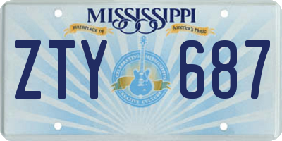MS license plate ZTY687