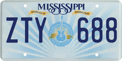 MS license plate ZTY688