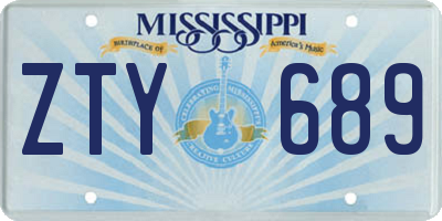 MS license plate ZTY689