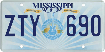 MS license plate ZTY690