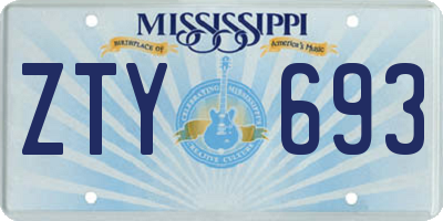 MS license plate ZTY693