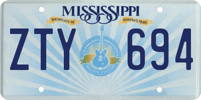 MS license plate ZTY694