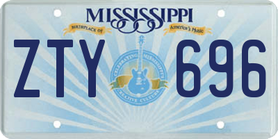 MS license plate ZTY696
