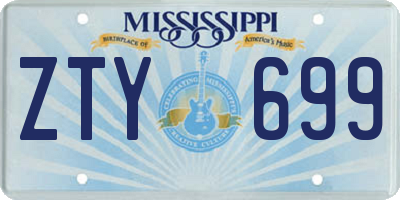 MS license plate ZTY699