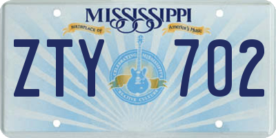 MS license plate ZTY702
