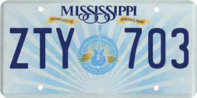 MS license plate ZTY703