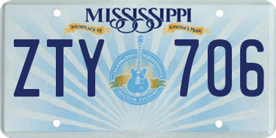 MS license plate ZTY706