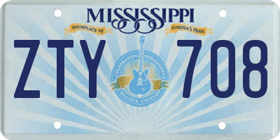 MS license plate ZTY708