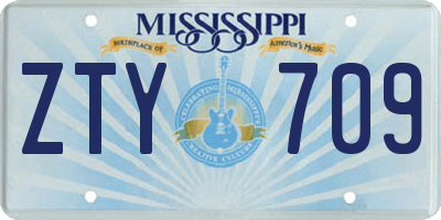 MS license plate ZTY709