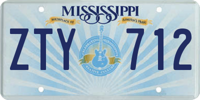 MS license plate ZTY712