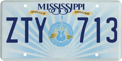 MS license plate ZTY713