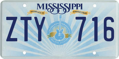 MS license plate ZTY716