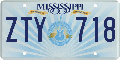 MS license plate ZTY718