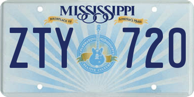 MS license plate ZTY720