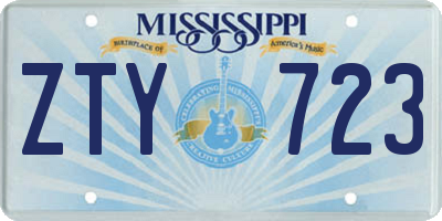 MS license plate ZTY723